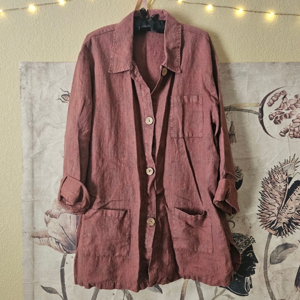 brick red linen jacket